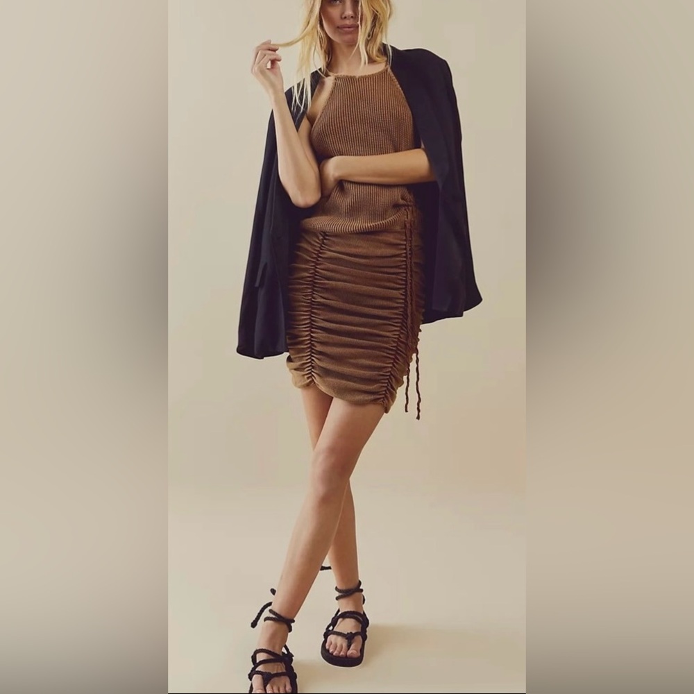 NWOT Free People One Katya Thermal Ruched Mini Dress